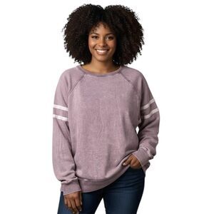 Torrid Sweatshirt Womens 3XL Purple Crewneck Pullover Raglan Sleeve Stripe Retro